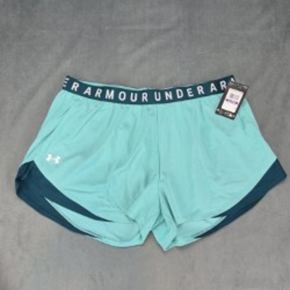Under Armour Play Up Shorts 1344552 Women's 3.0 Running Athleisure Teal 2XL